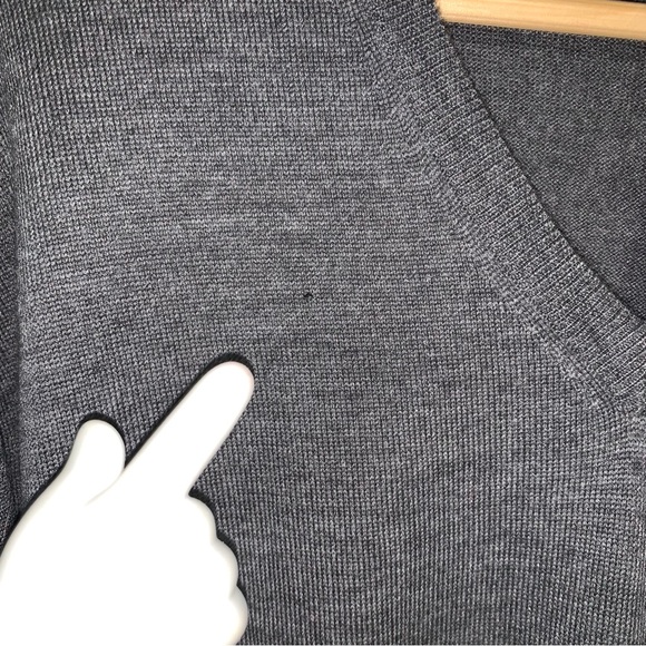 JOS A BANK Merino Wool Sweater Mens XL Signature Collection V Neck Gray Pullover - Picture 8 of 13